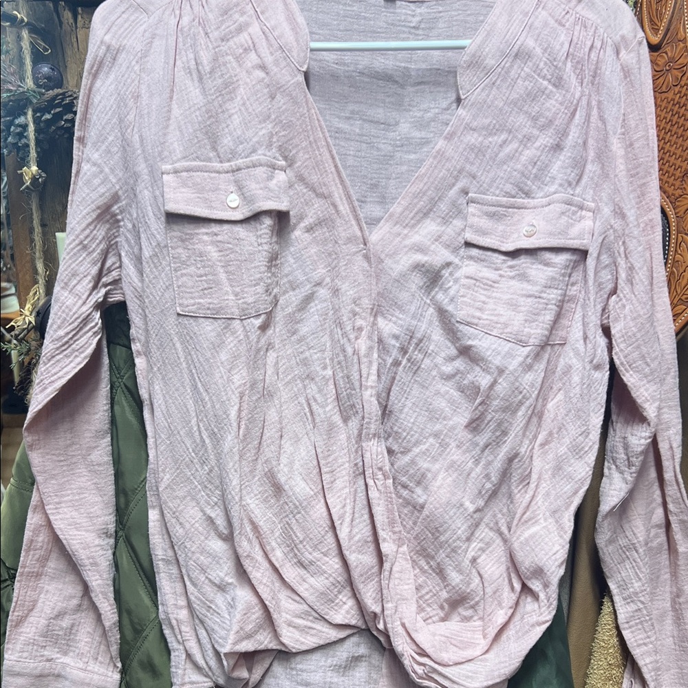 Light Pink Button-Up Blouse